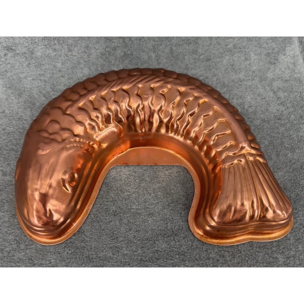 Vintage Copper Fish Baking Mold Salmon Wall Decor Kitchen Collectible